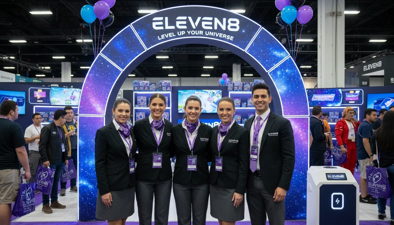 Eleven8 event staff team professionally dressed at fan convention brand activation