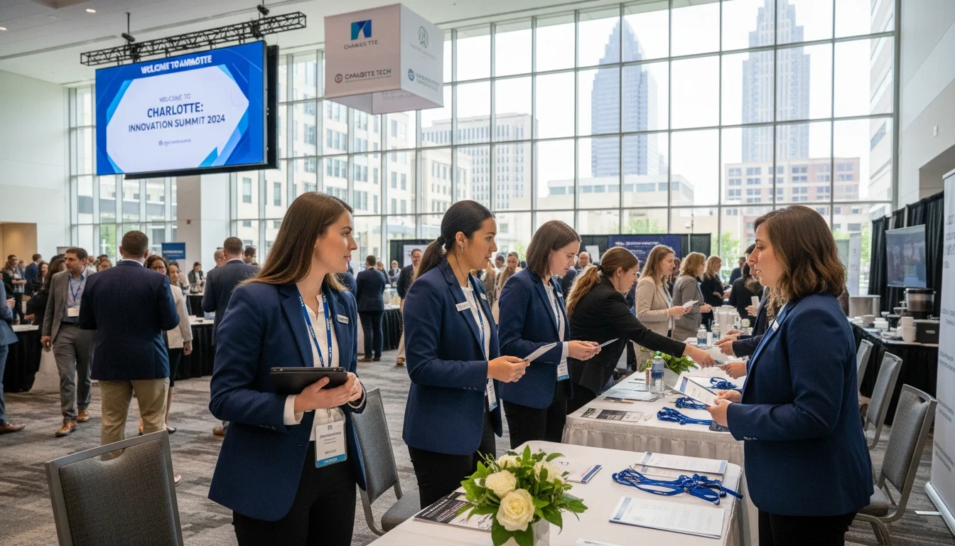 Professional event staff working a corporate conference in Charlotte, NC