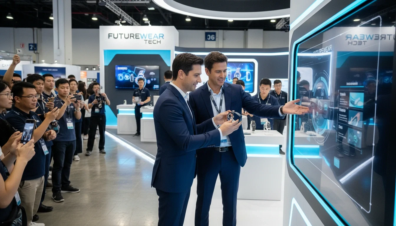 Brand ambassador and product demo staff working together at an exhibition booth