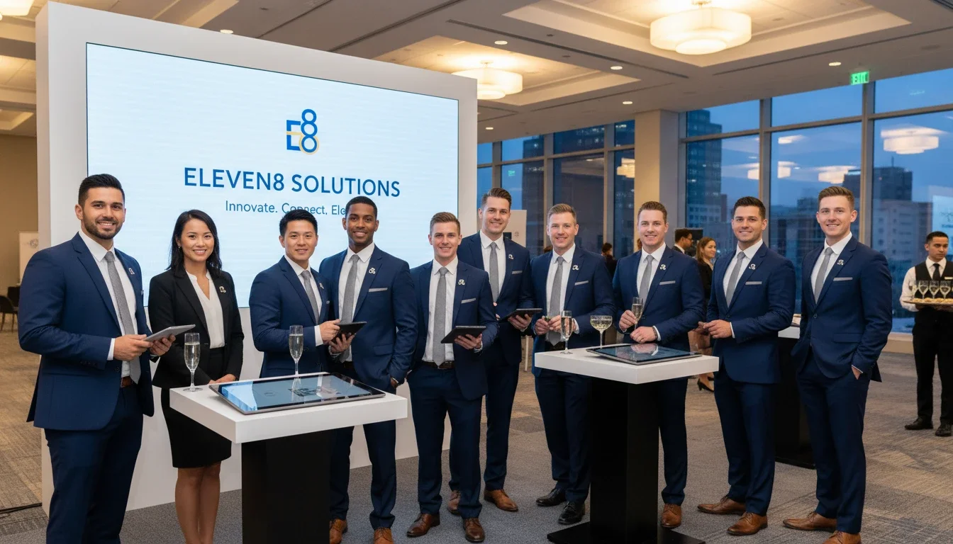 Eleven8 event staff representing a brand at a high-profile corporate activation — professional, polished, and on-brand.