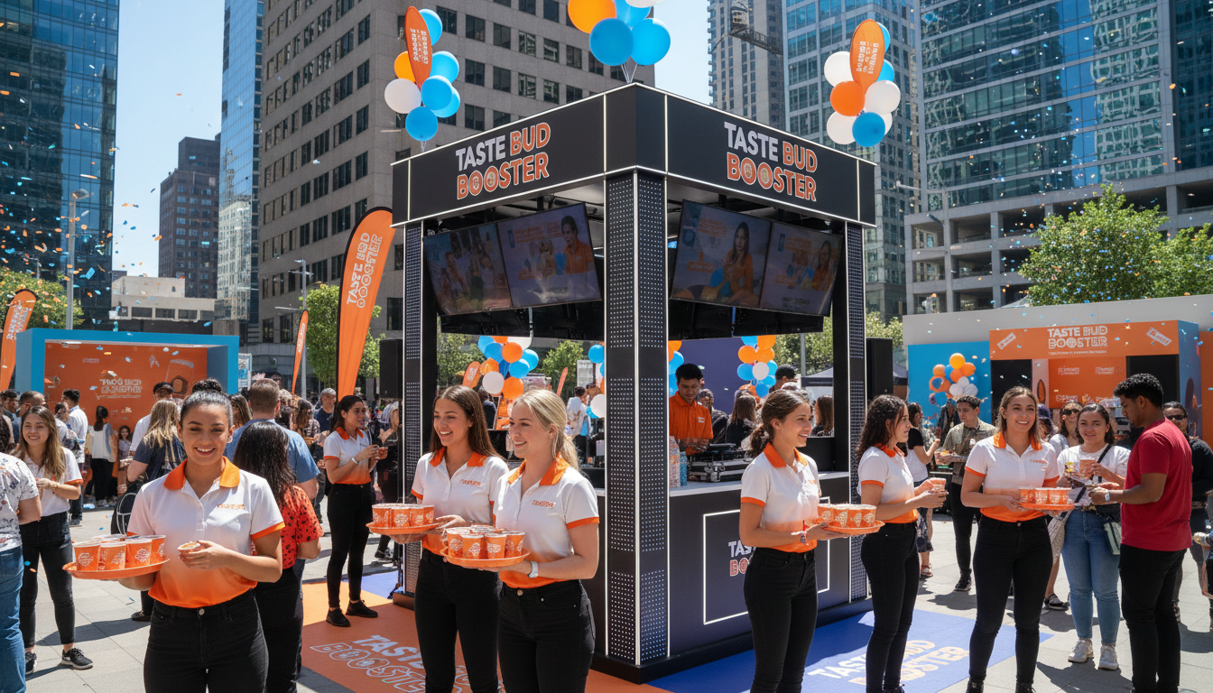Event promotional staff at a brand activation sampling event