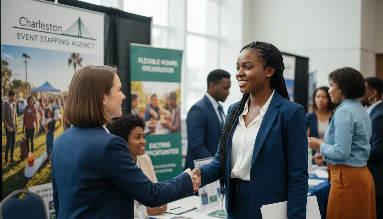 Professional event staff application profile with headshot and bio example