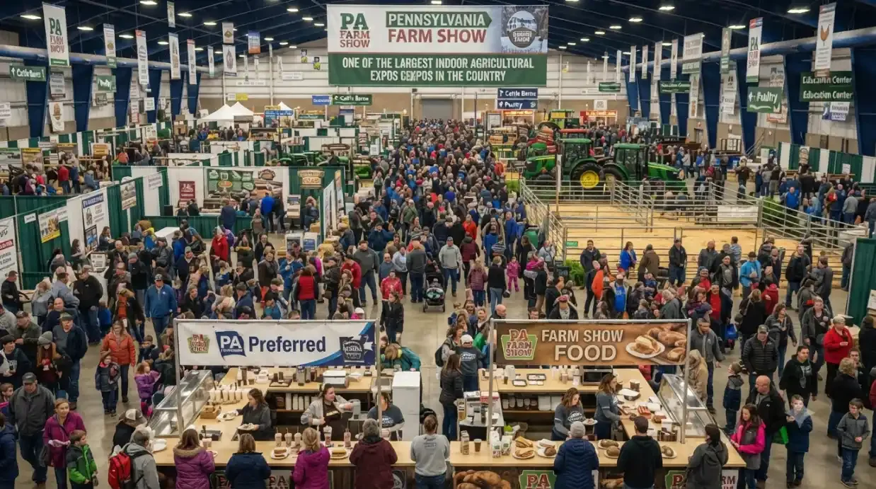 Thousands of visitors gather annually at the Pennsylvania Farm Show, one of the largest indoor agricultural expos in the country