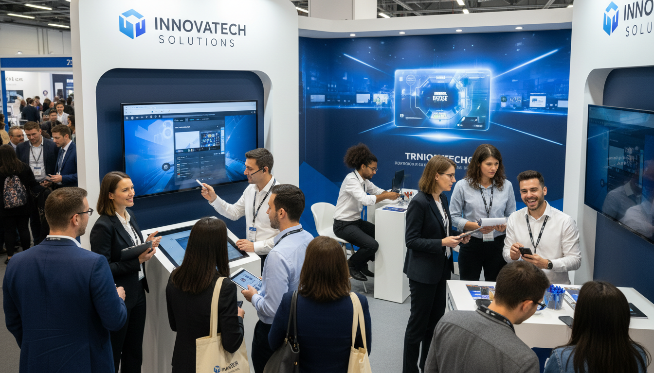 Different staff roles work together to keep a trade show booth running smoothly and engaging buyers throughout the day
