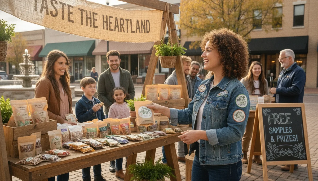 Brand ambassador engaging consumers at a Midwest pop-up activation