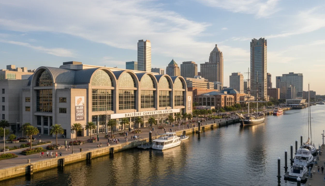 Exterior view of the Baltimore Convention Center at the Inner Harbor