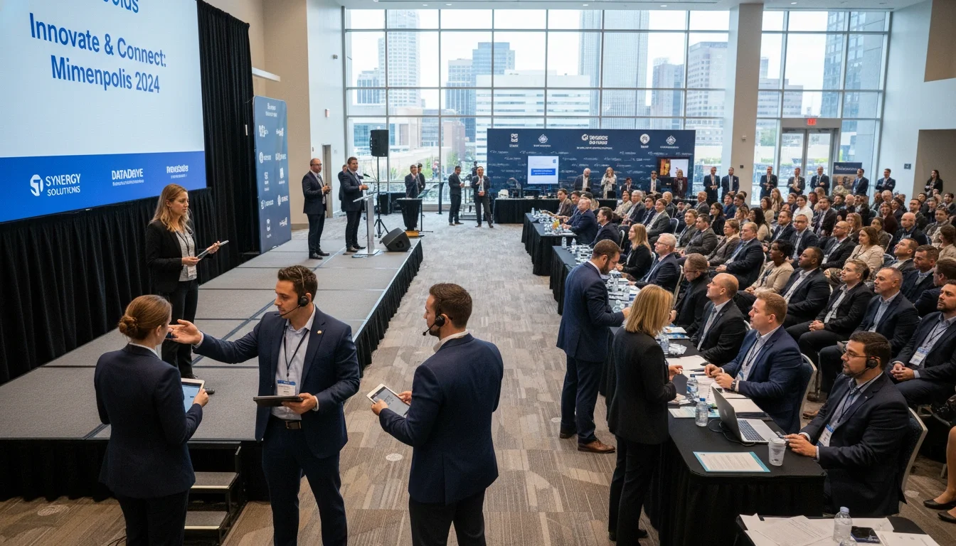 Professional event staff at work during a corporate conference in Minneapolis