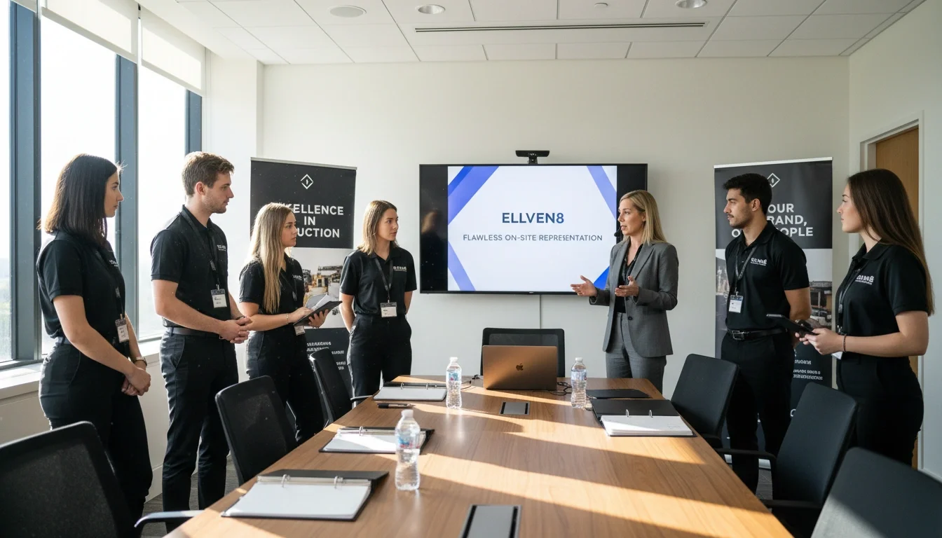 Eleven8 Event Staff brand ambassadors receive pre-event briefings to ensure flawless on-site representation