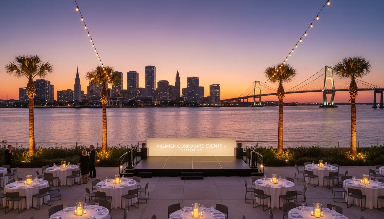Corporate events in Charleston SC with downtown skyline view
