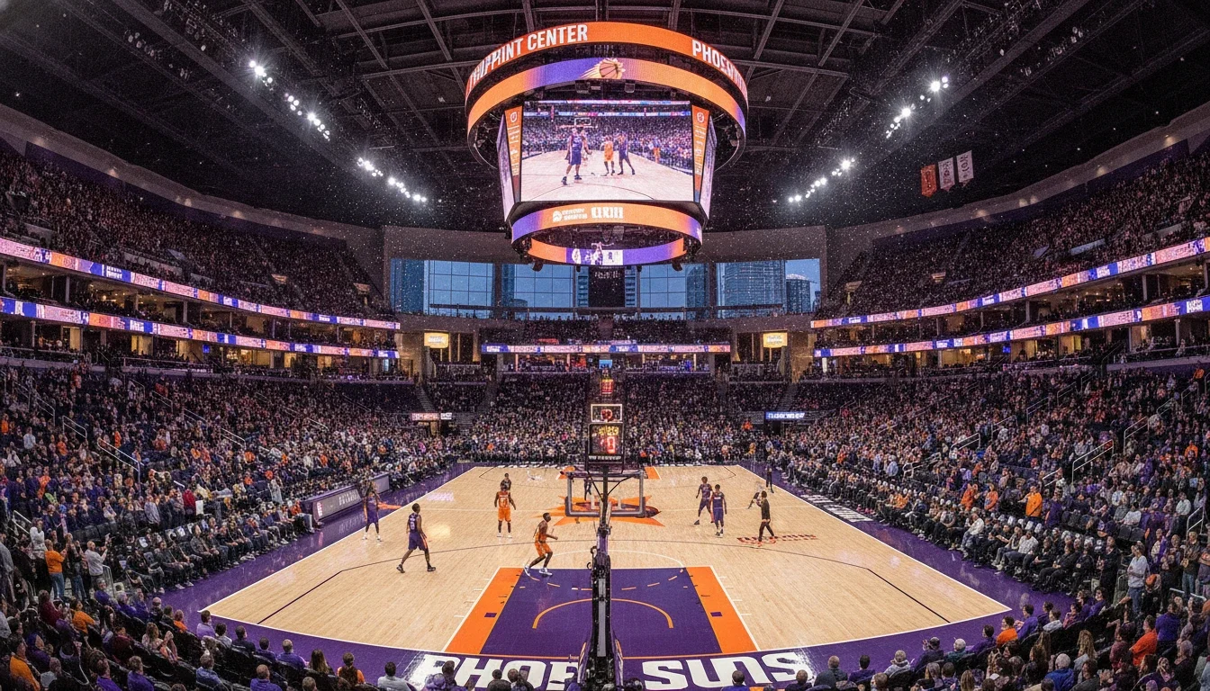 Footprint Center arena interior showcasing the renovated concourse and court atmosphere
