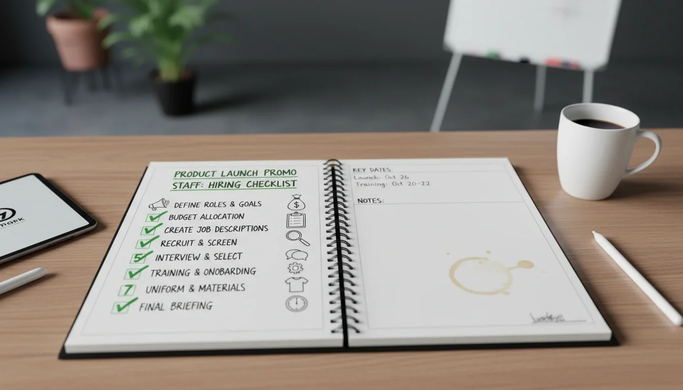 A step-by-step checklist for hiring promotional staff for a product launch