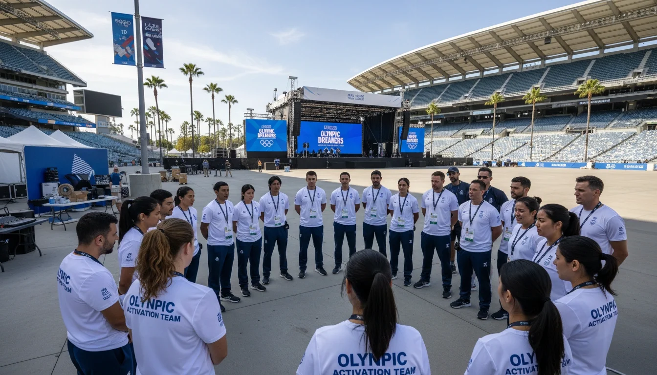event staff briefing brand ambassador team Los Angeles Olympic activation