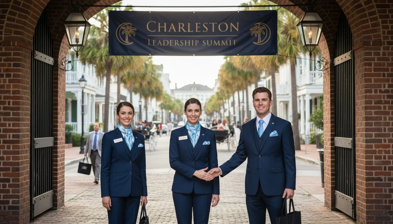 event greeters welcoming guests at Charleston SC conference venue