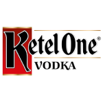 Ketel One Vodka logo with black lettering on a red and gold background.