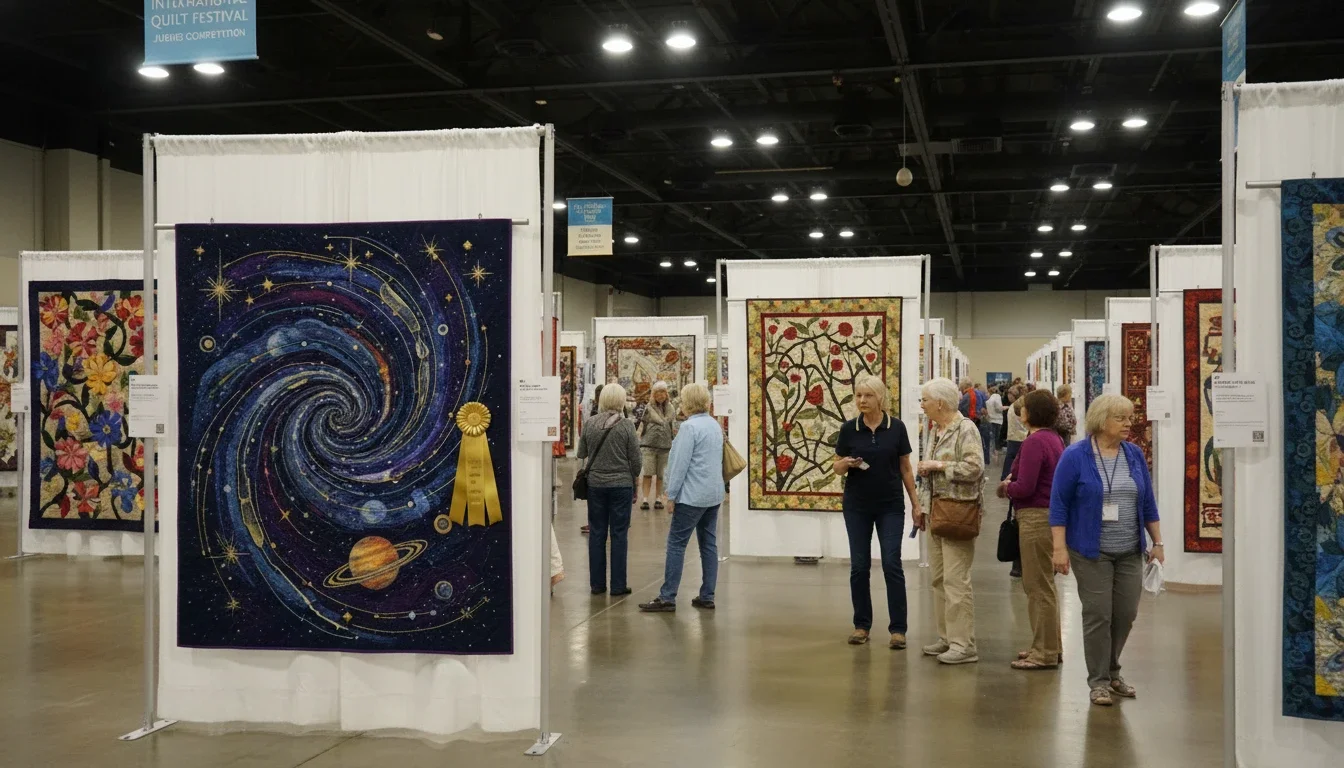 Award-winning quilts on display at the International Quilt Festival juried competition