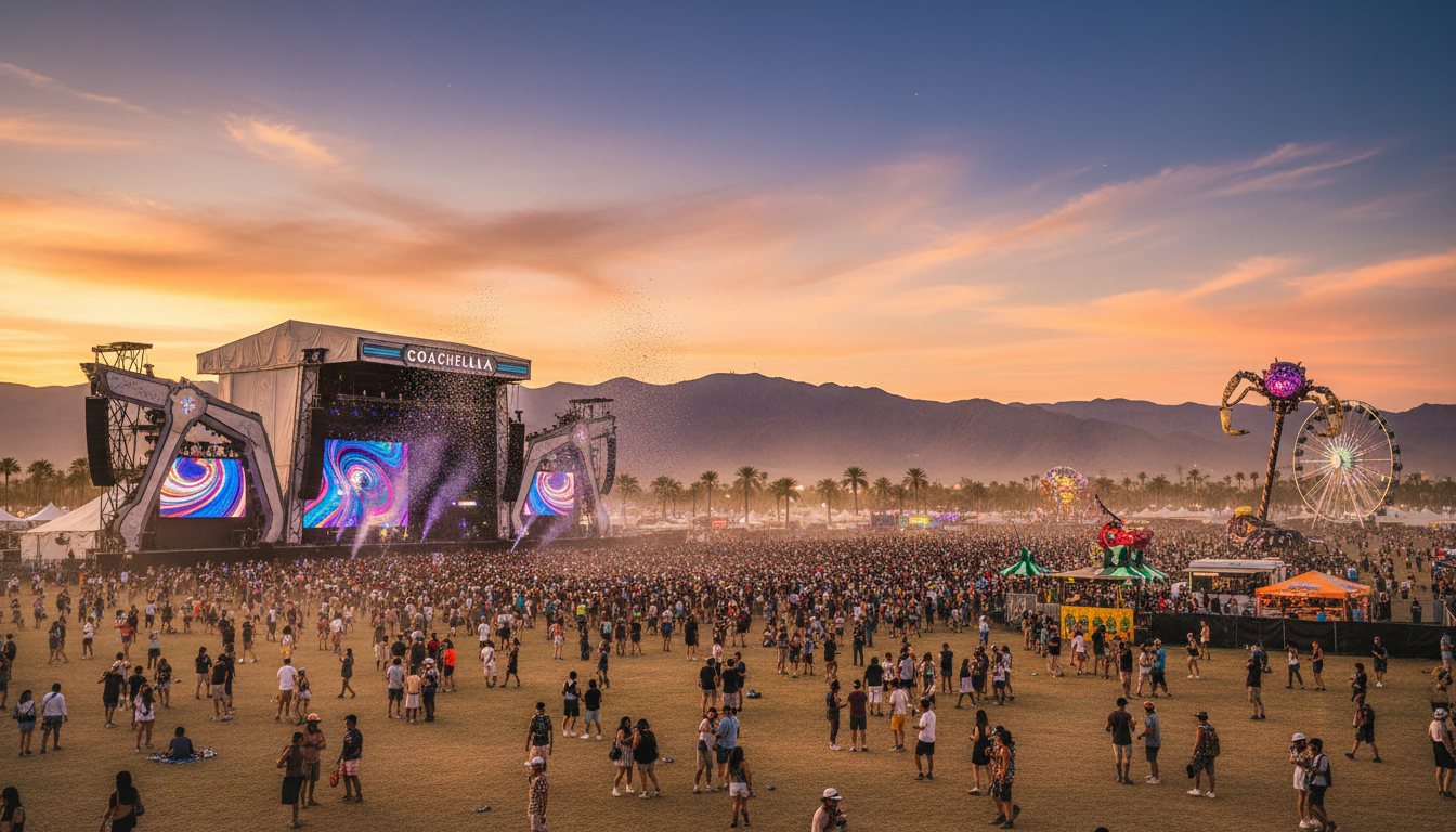 Outdoor event venue in the Coachella Valley desert, Indio California