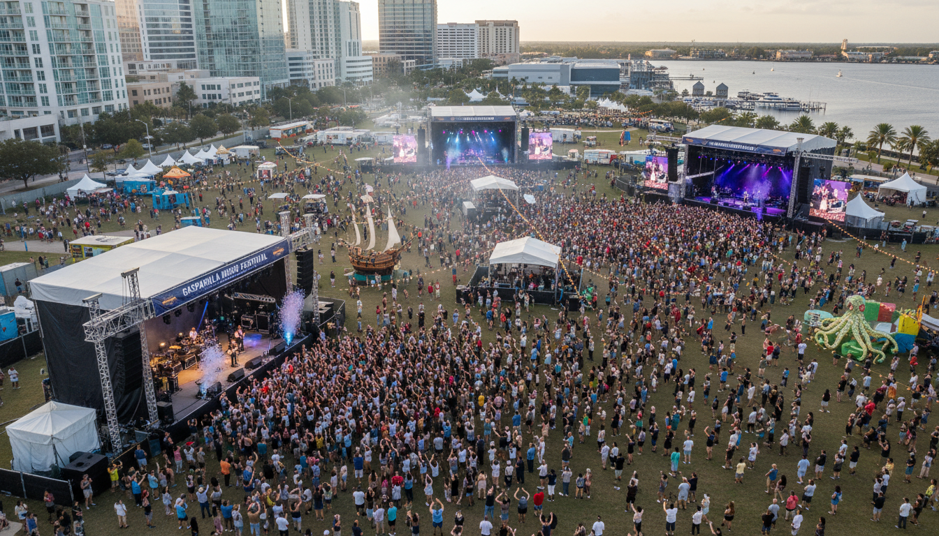 Gasparilla Music Festival Meridian Fields Tampa 2026 crowd