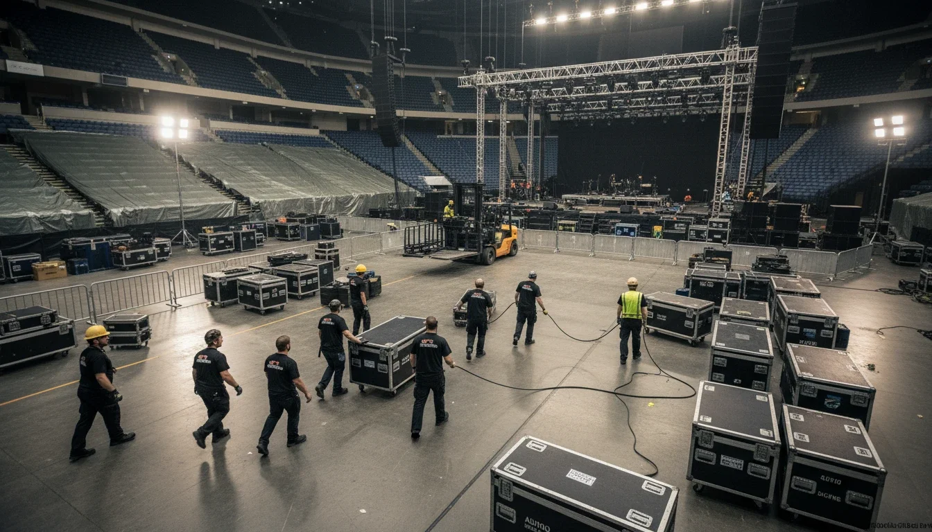 production assistants managing venue load-in and event setup logistics
