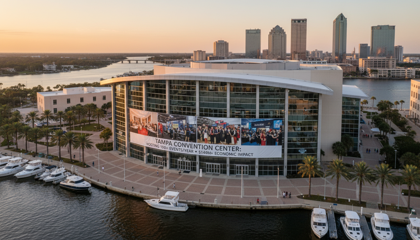 Tampa Convention Center waterfront exterior during convention season