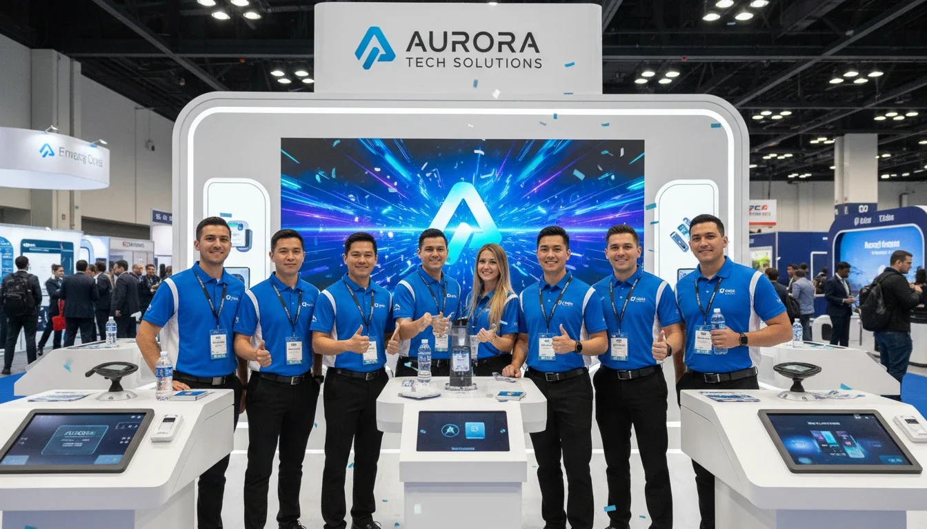 Event staffing team representing a brand at a trade show booth activation