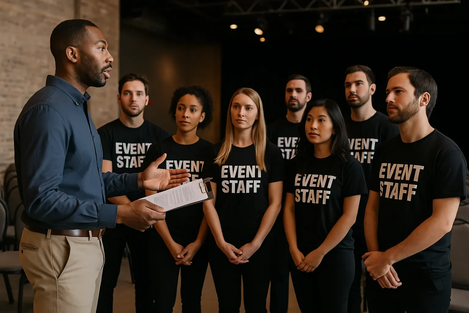 event staffing getting preshift meeting