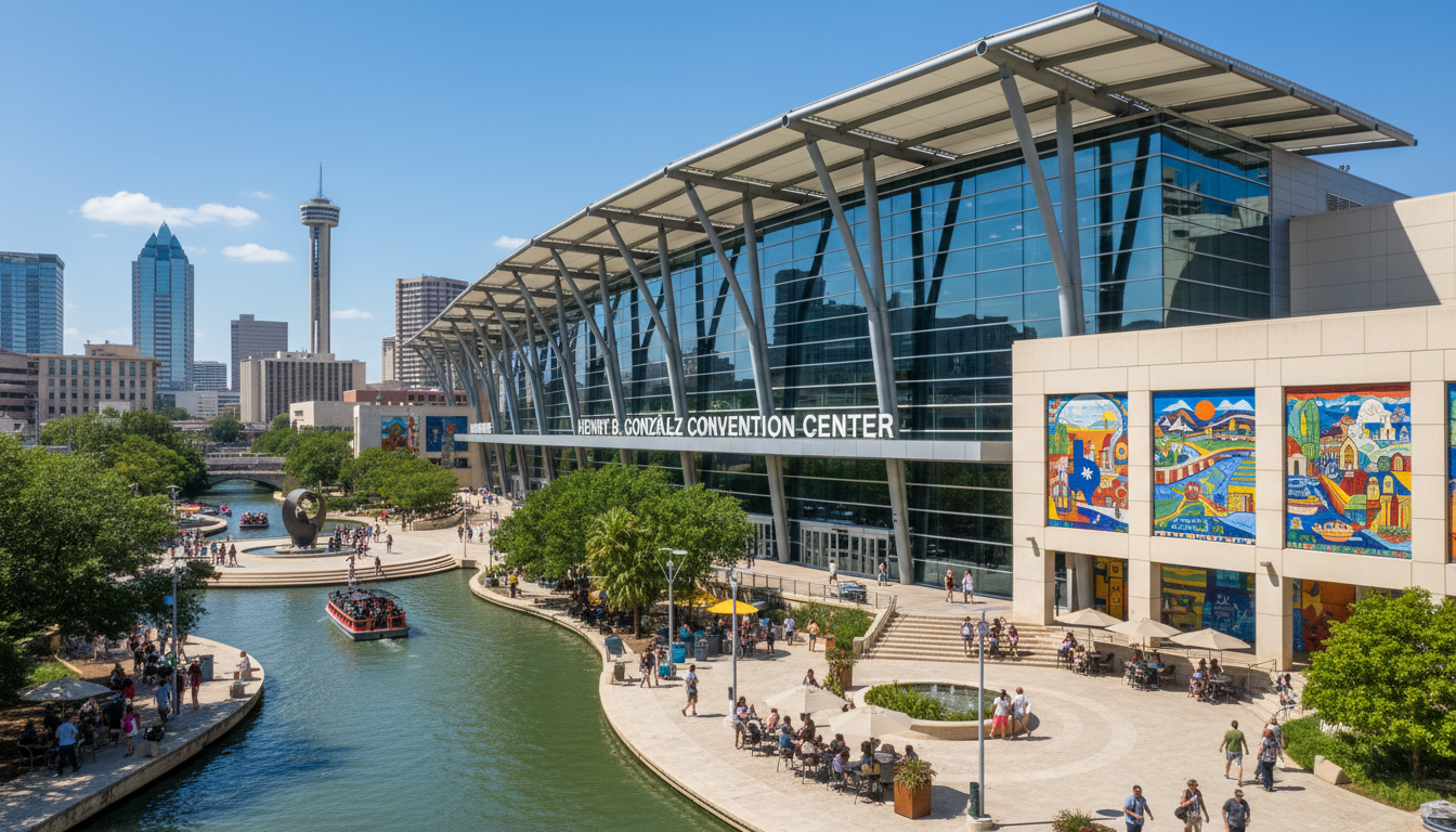 The Henry B. Gonzalez Convention Center in downtown San Antonio hosts dozens of national conferences and trade shows annually