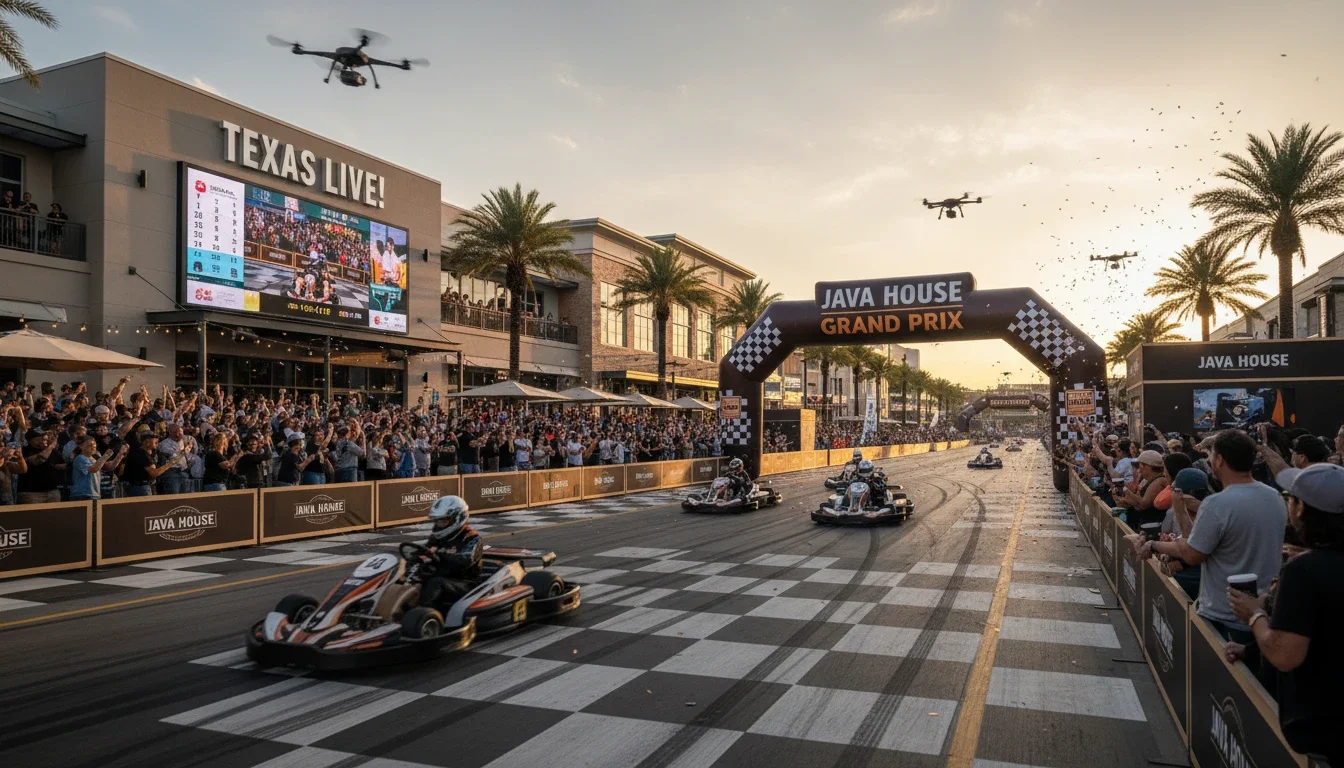 Arlington Texas Entertainment District events Texas Live AT&T Stadium nighttime