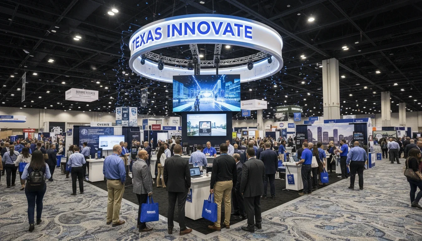 Busy brand activation booth on the trade show floor at George R. Brown Convention Center in Houston