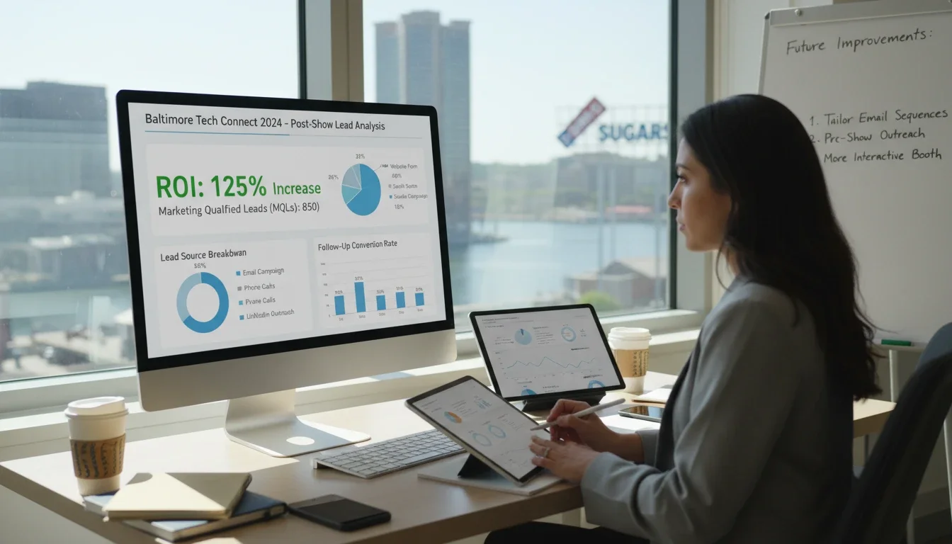 Event team reviewing lead capture data after a trade show in Baltimore Maryland