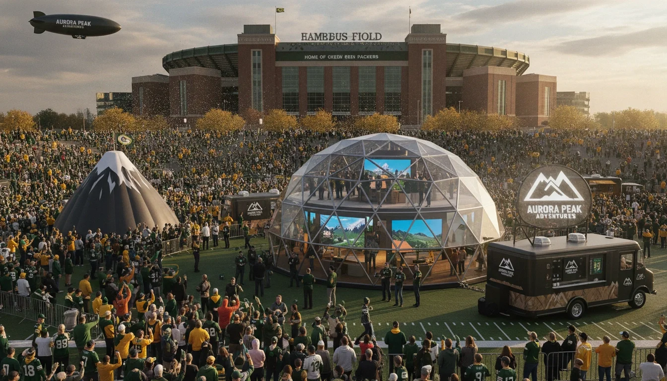 Game-day crowds outside Lambeau Field in Green Bay, Wisconsin — a premium brand activation environment
