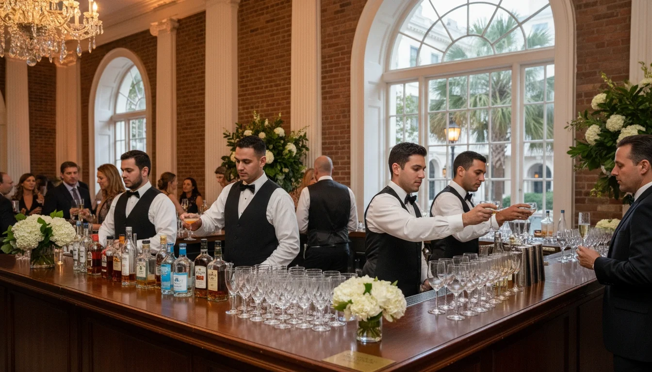 Professional bartenders serving at corporate gala event in Charleston South Carolina