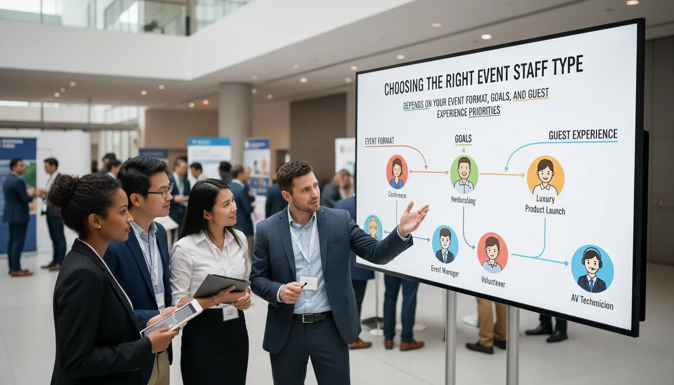 Choosing the right event staff type depends on your event format, goals, and guest experience priorities