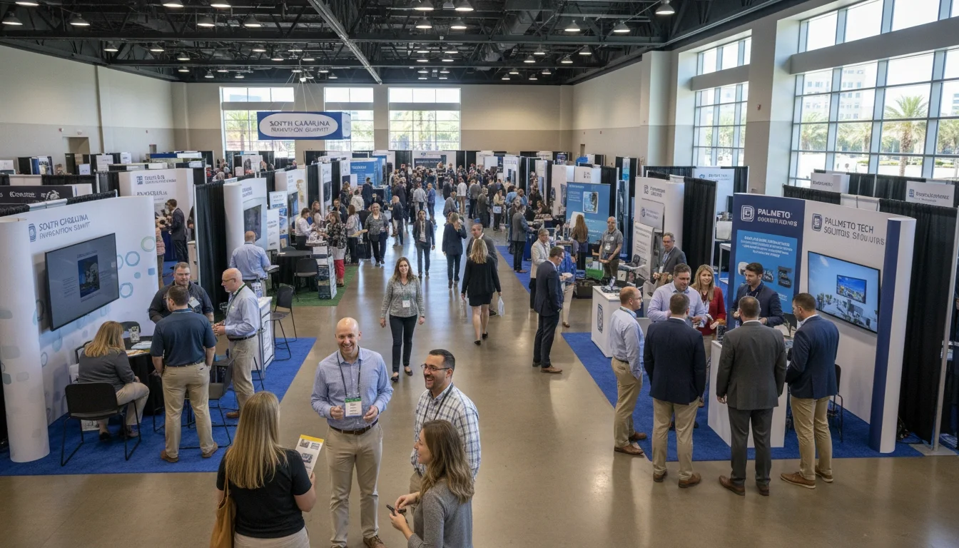 busy trade show floor booths attendees South Carolina convention center