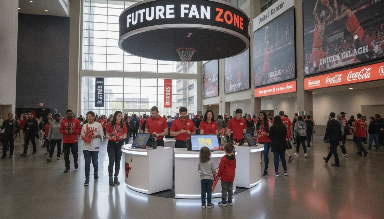 Brand ambassador team staffing an experiential marketing activation at the United Center concourse