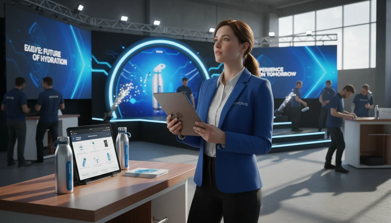Brand ambassador reviewing product information before an experiential marketing activation