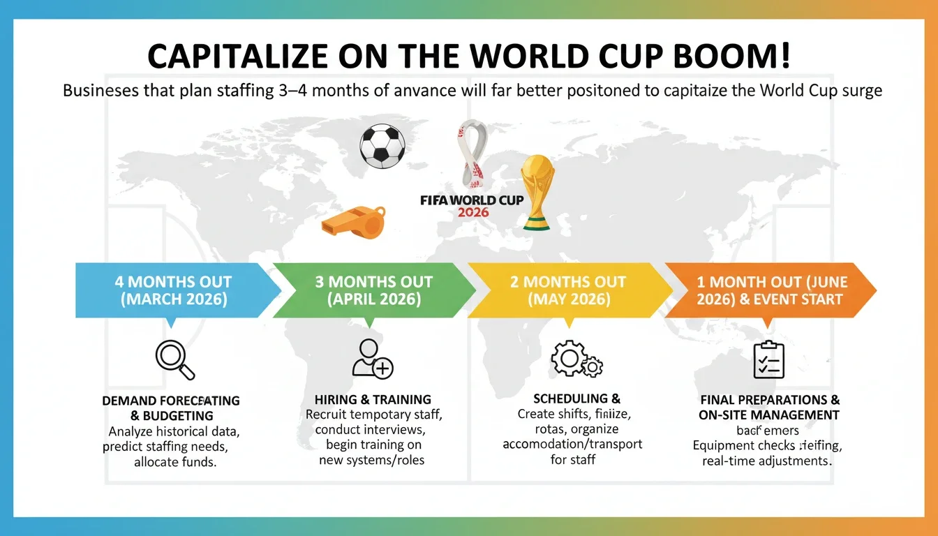 FIFA World Cup 2026 business staffing preparation timeline infographic
