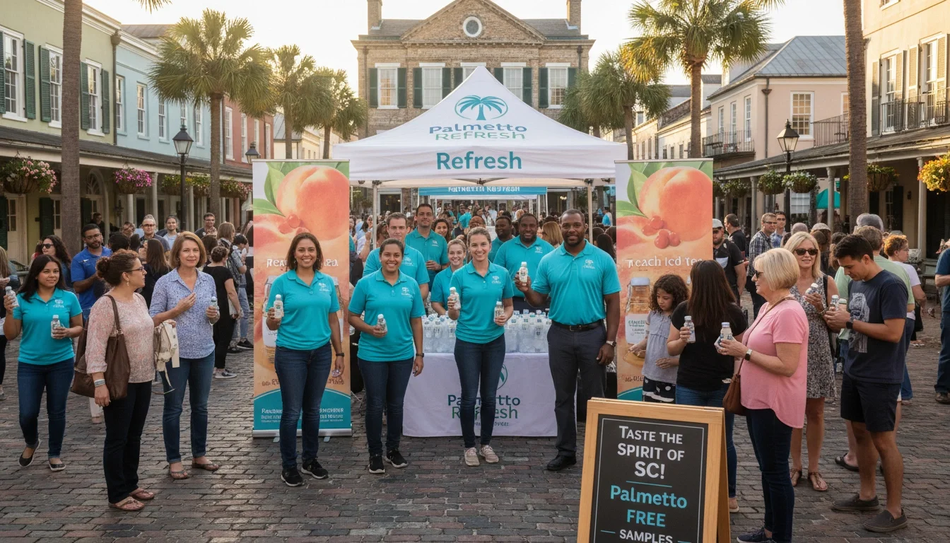 Event staff and brand ambassadors at a sampling activation event in South Carolina