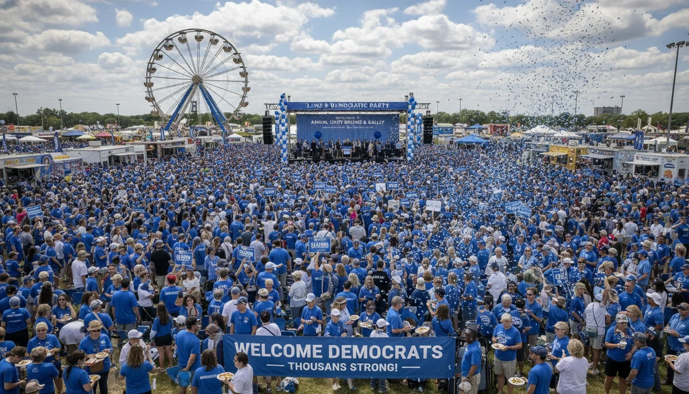 Illinois Democrats fill the fairgrounds during the annual party brunch and political rally, drawing thousands from across the state