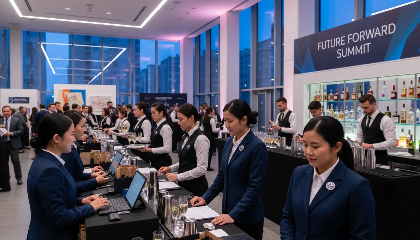 Professional event staffing team at a corporate conference in Anaheim California