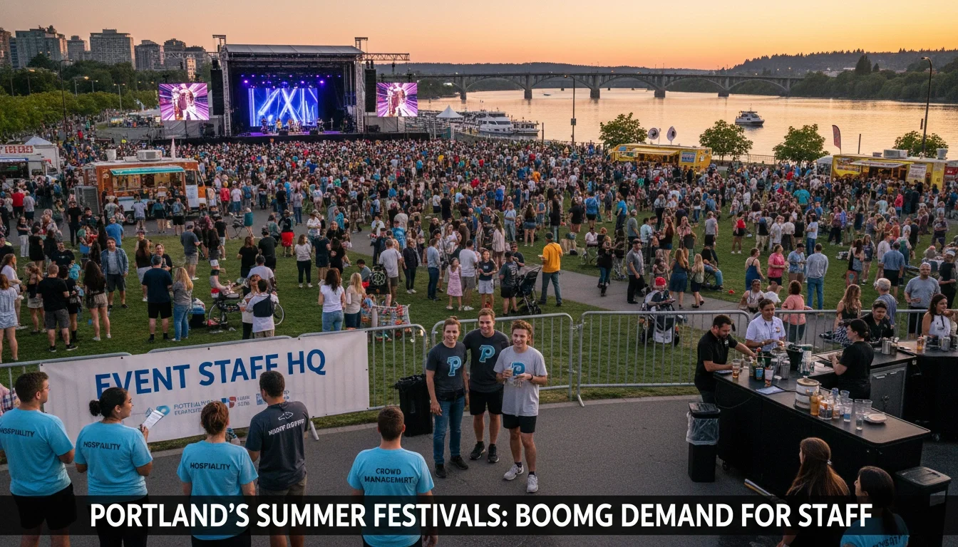 Portland waterfront summer festival crowd outdoor event staff