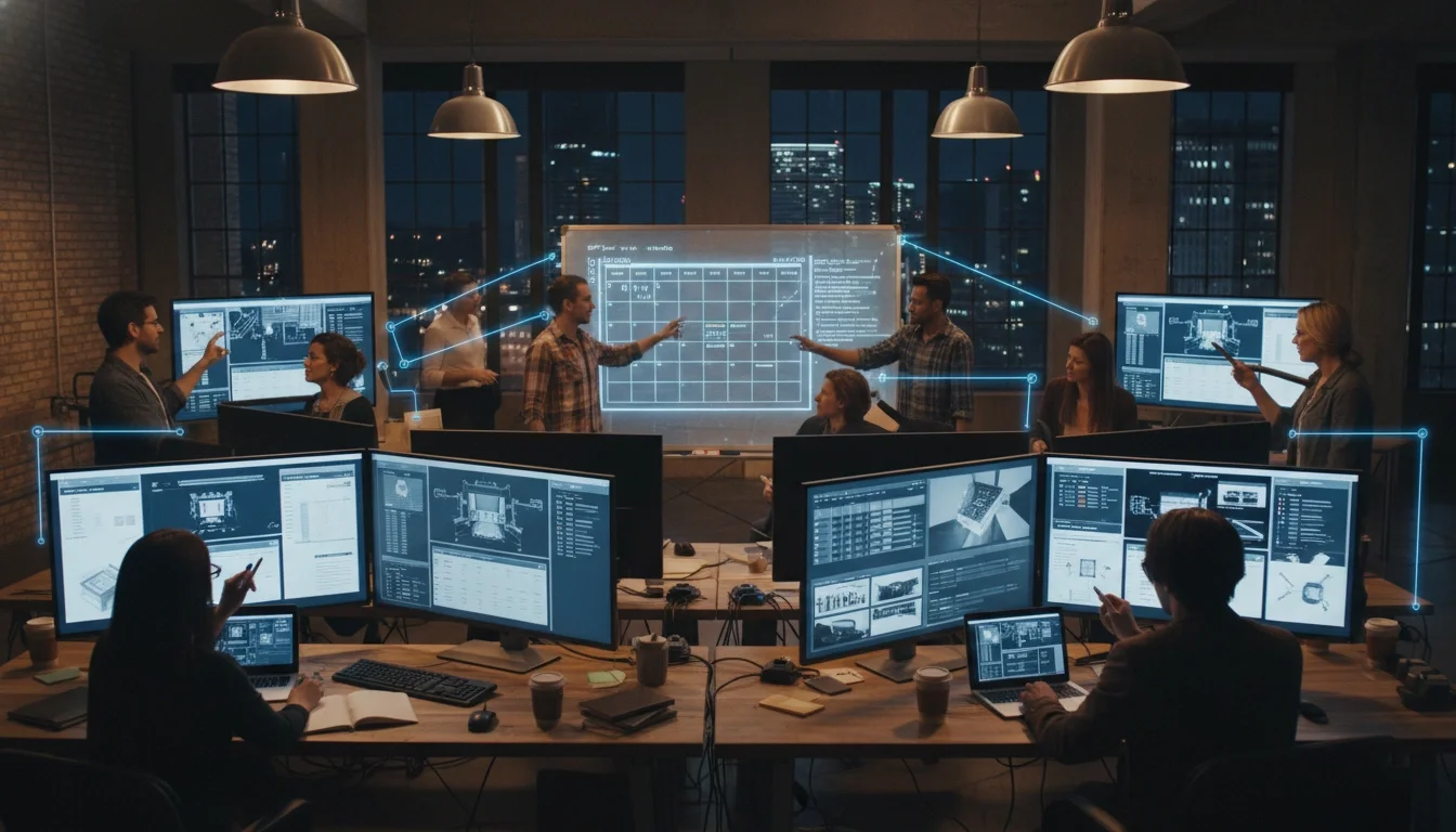 event production team using technology and shared project management tools