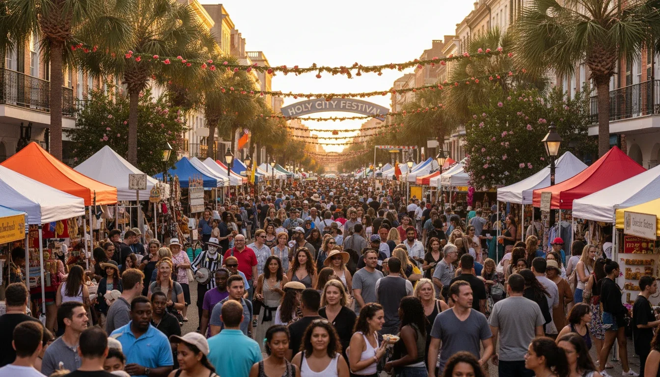 event staff working at a festival on King Street in Charleston SC