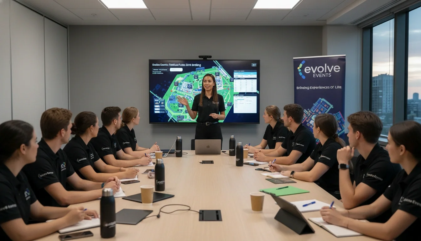 Event staffing agency pre-event briefing session