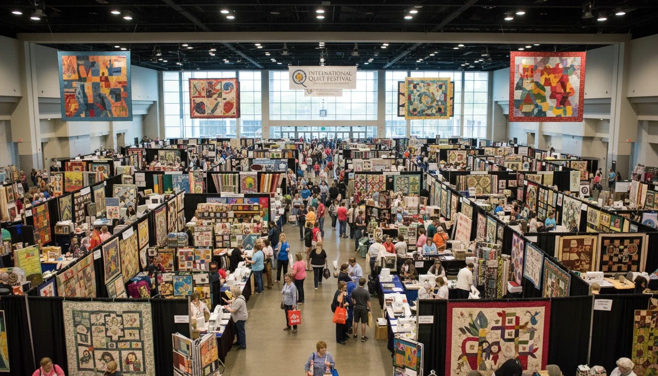 A busy convention floor during the International Quilt Festival at the George R. Brown Convention Center in Houston, TX