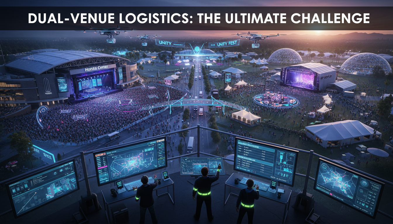 he move to include Honda Center creates a unique dual-venue coordination challenge for event staff