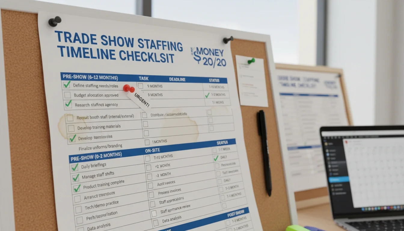 Trade show staffing planning timeline checklist for Money20/20