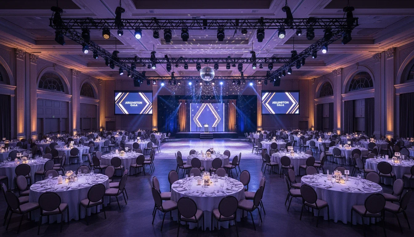 Arlington Convention Center ballroom event setup for corporate event planning in Texas