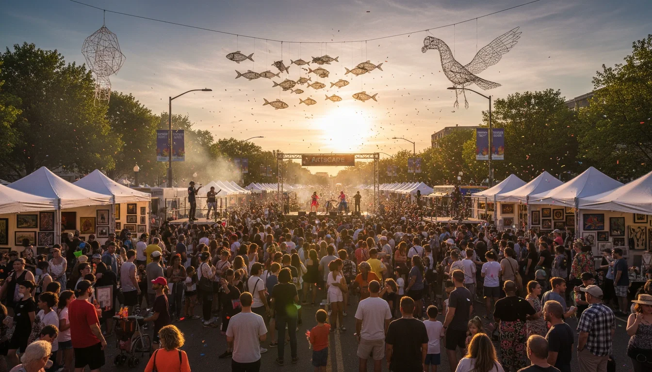 Artscape Baltimore free outdoor arts festival crowd