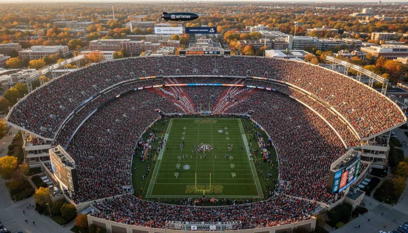 SEC football stadium filled with fans — sports sponsorship opportunity