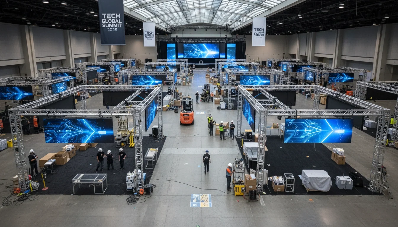 Moscone Center South Hall expo floor setup for a major technology conference